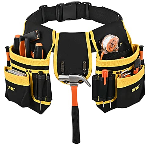 Werkzeuggürtel Herren mit 26 Taschen - Robuste Handwerker Gürtel, Verstellbar und Abnehmbar für Tischler, Elektriker, Klempner, Bauunternehmer