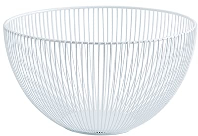 NORHOR Cesta de frutas, verduras de frutas, huevo, soporte de almacenamiento para encimera de cocina, diseño de alambre de acero inoxidable. (Recta blanca)