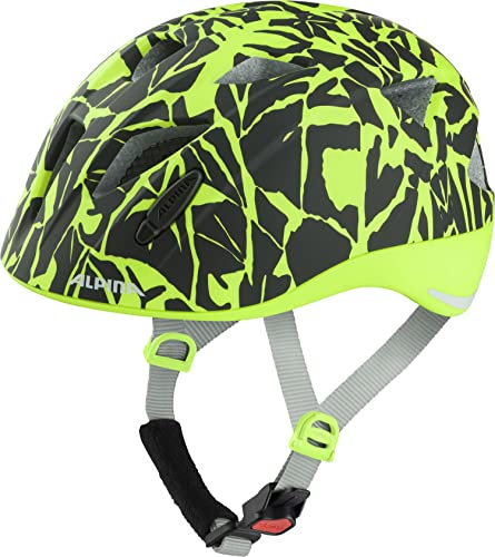 Alpina XIMO L.E. - Leichter, Sicherer & Bruchfester Fahrradhelm Mit Optionalen LED-Licht Für Kinder, Black-neon Sparkle matt, 47-51 cm