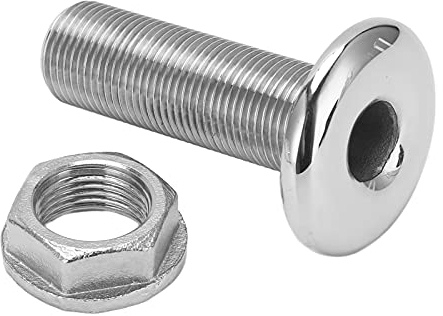 Buachois Borddurchlass Verschraubung 59mm Lange 3/8 Zoll 316 Edelstahl Thru Hull Fitting Anschluss Wasserablauf Auslass Universelle Borddurchbruch Bord Durchführung für Boote, Yachten, Marine