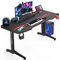 Homall Whole Board Gaming Desk 110 x60 cm T-shape Computer Gaming Table Metal Frame PC Gamer Workstation with Cable Tray and Headphone Hook, Black