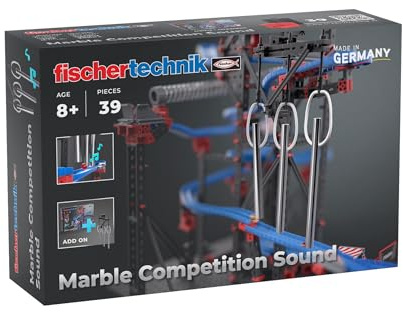 fischertechnik Marble Competition Sound 571899 – Murmelbahn-, Kugelbahn-Erweiterung, 3 Klangröhre, ab 8 Jahre, Silber