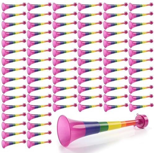 Rainbow Pride Vuvuzela – Confezione da 80 – 27 cm di Lunghezza Noisemaker in Colori Arcobaleno – Accessorio Perfetto per Il Mese dell'orgoglio, Marce ed Eventi Pride
