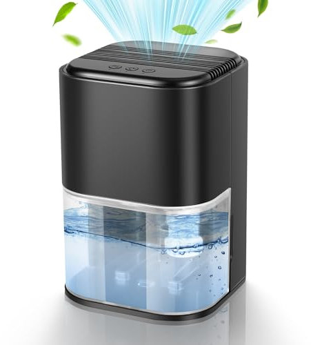 Gerbala Déshumidificateur de Air, 2L Déshumidificateur Electrique avec LED 7 Colorées & Arrêt Auto Absorbeur d'Humidité Desumificateur Silencieux pour Maison Salle de Bain Chambre (Noir)