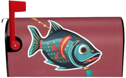 Copertura per cassetta postale impermeabile con magnete pesce stampato esca cassetta postale copertura cassetta postale 53 x 45 cm