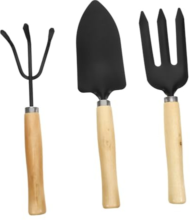 ibasenice 3piezas Mini Herramientas De Jardinería con Mangos De Madera Pala Rastrillo y Tenedor para Plantar Flores Vegetales y Suculentas Casa o Jardín
