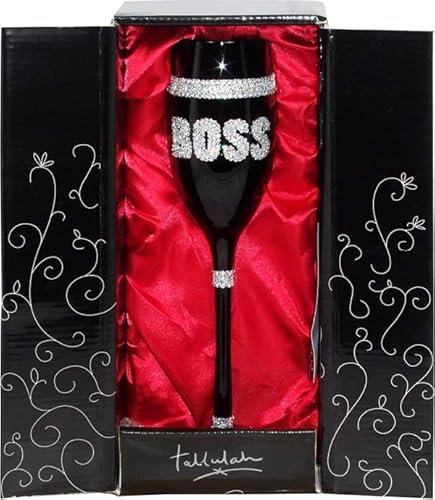 Framan BOSS, bicchiere da champagne, nero, con pietre scintillanti, in confezione regalo