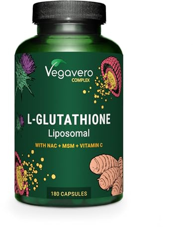 Vegavero Glutatione Liposomiale e Ridotto | 180 Capsule | Con NAC, Vitamina C, MSM, Glicina e Cardo Mariano | Antiossidante, Disintossicante, Immunostimolante | Vegano e Senza Additivi