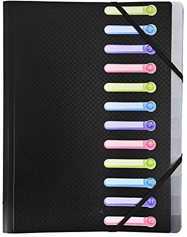 EXACOMPTA Trieur 12 compartiments en polypropylène opaque 24x32cm Noir