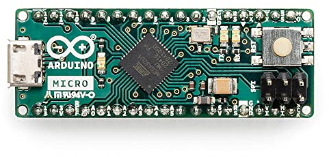 Arduino Micro with Headers [A000053] - ATmega32U4 Microcontroller, 16MHz, 20 Digital I/O Pins, 7 PWM Outputs, USB HID Support, Compact Design for Embedded Projects, Compatible with Arduino IDE