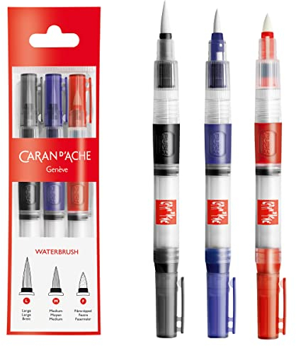 3er Set Pinsel mit Wasser-Reservoir