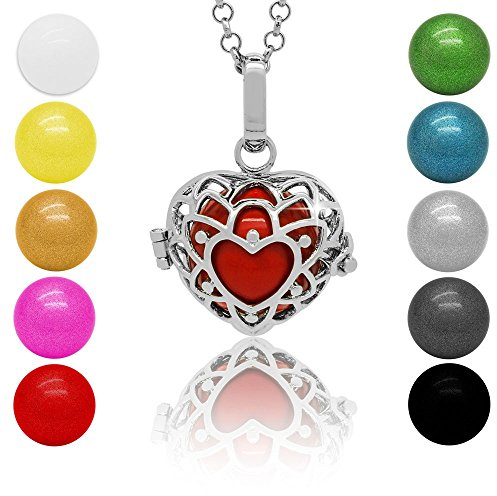 SoulCats Klangkugel Kette Engel Rufer Ball Angel Anhänger Glöckchen Glücksbringer, Farbe: Silber