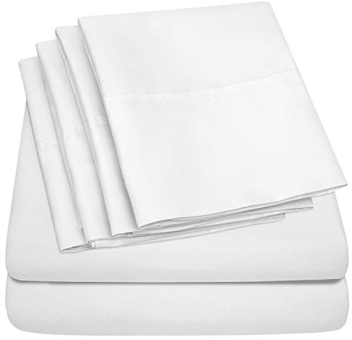 King Size Bed Sheets - 6 Piece 1500 Supreme Collection Fine Brushed Microfiber Deep Pocket King Sheet Set Bedding - 2 Extra Pillow Cases, Great Value, King, White