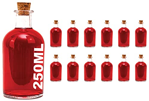 slkfactory 12 x 250 ml Leere Glasflaschen New-BOST-SPI Apotheker-Flaschen