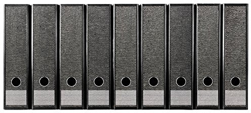 codiarts. Set 9 Stück breite Ordner-Etiketten - Stoff/Gewebe grau Weiss meliert - selbstklebend (Ordnerrücken Aufkleber Sticker)