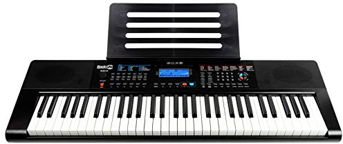 RockJam RJ461AX 61-Tasten-Alexa-tragbare digitale Klaviertastatur mit Notenständer, Netzteil, Simply Piano App und Note Key-Aufklebern, mit Alexa-Integration