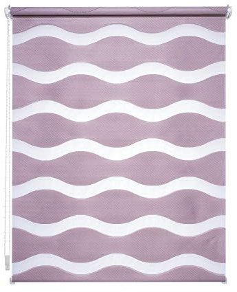 Klemmfix Doppelrollo alt rosa Wave - Breite 40 bis 120 cm, Länge 150 cm BZW. 210 cm - Duo - Rollo ohne zu Bohren (50 x 150 cm)