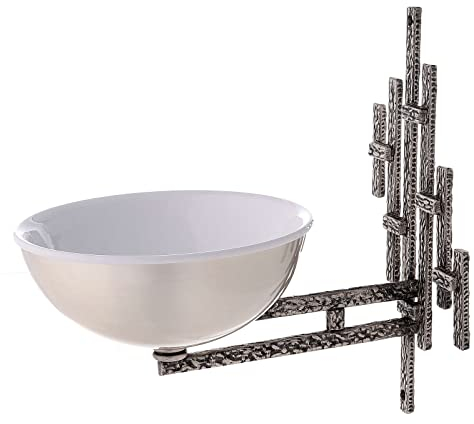 Holyart Acquasantiera Tradizionale Argentata Ottone Fuso