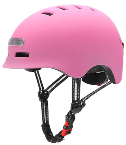 ACMEDE Casque de vélo avec Phare LED Intégré et Casque Arrière léger pour Hommes et Femmes (Rose, M)