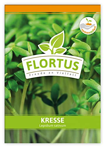 FLORTUS Kresse | Kräutersamen | Kressesamen | Samen zur Anzucht für Garten, Balkon, Küche & Fensterbank