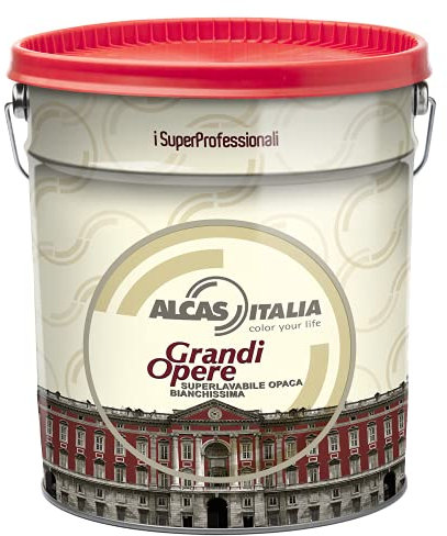 Pittura per Interni ed esterni Bianca SUPER Lavabile 1 LITRO - Alcas Italia GRANDI OPERE