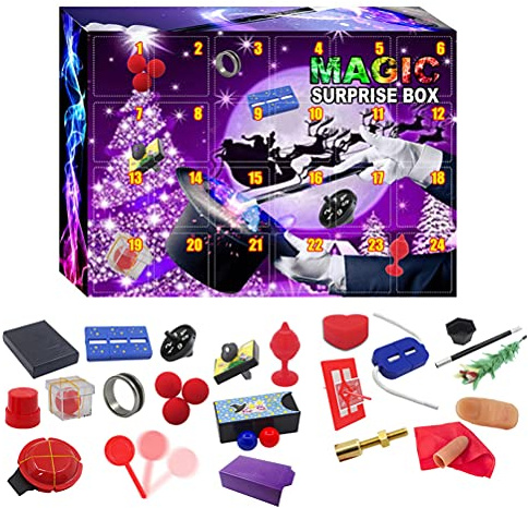 Calendrier de l'Avent 2024 pour enfants, ensemble magique de Noël, boîte de tours de magie, accessoires pour tours de magie, Ensemble magique de Noël, jouet de tours de 24 pièces