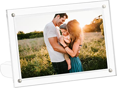 CECOLIC 15 x 20 cm transparenter Acryl-Bilderrahmen, magnetischer Bilderrahmen, Postkartenständer für Desktop (1 Packung)