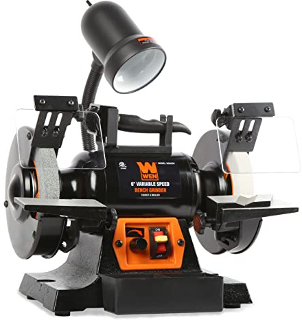 WEN BG625V 2.5-Amp 6-Inch Variable Speed Bench Grinder with Flexible Work Light , Black