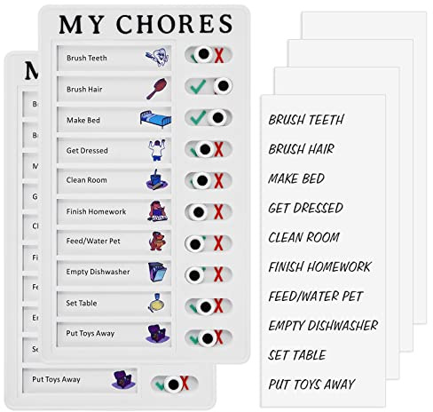 2 Pièces Tableau de Liste de Contrôle 20 x 12 cm Plastique Amovible Blanc tableaux de tâches, to do list chore chart, avec 4 feuilles vierges remplaçables Tableau Mémo pour enfants et adultes
