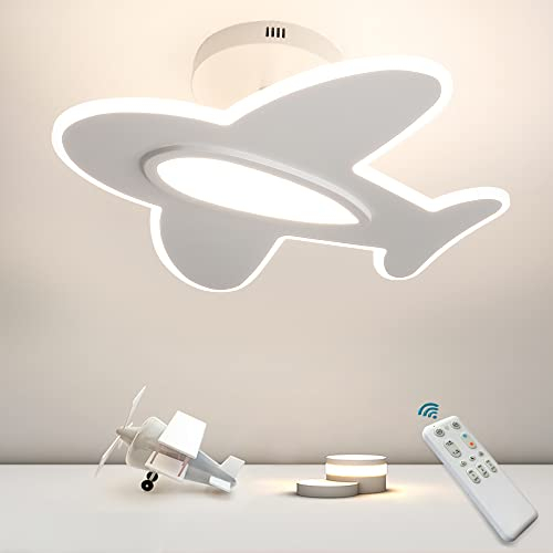 Kinderzimmer lampe Junge 40cm丨30W Flugzeug-Deckenlampe dimmbar mit Fernbedienung, 3000K~6000K Deckenleuchte Kinderzimmer, Babyzimmer, Der Traum eines Jungen, mit Nachtlichtfunktion, Memory-Funktion