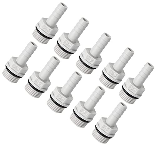 PATIKIL 10mm Innesto x 3/8 G Maschio Filo Tubo Raccordo, 10pz PVC Adattatore Barb Tubo Connettore per Acqua Tubo, Grigio