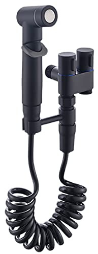 RANRAO Bidet - Ducha de mano de cobre completo con válvula de control doble 1 en 2 salida, dispensador de grifo, para ducha, baño, higiénico, papel higiénico, limpieza de pañales, válvula G1/2, color