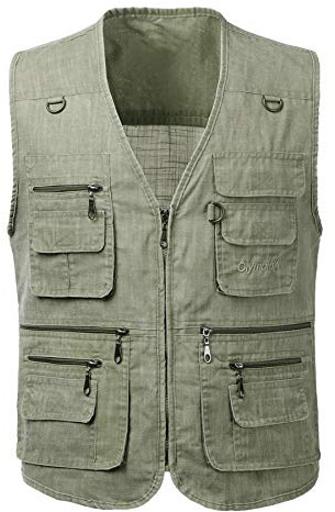 KTWOLEN Men's Casual Outdoor Vest Breathable Lightweight Fishing Waistcoat Multi-Pockets Work Safari Travel Photography Gilet Jacket, Green, 7XL