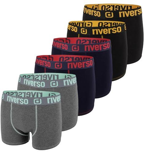 riverso Boxershorts för män, RIVOle, 6-pack, kalsonger, retroshorts, set, boxershorts, stretch, svart, grå, blå, vit, grön, röd, orange, gul, S, M, L, XL, XXL, 3XL, 4XL, 5XL, Färgblandning 10
