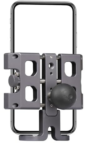 FANAUE Porta cellulare moto in lega di alluminio con testa a sfera da 1 pollice, compatibile con supporto RAM a doppio braccio di tipo B, adatto per smartphone da 5,5-7 pollici.