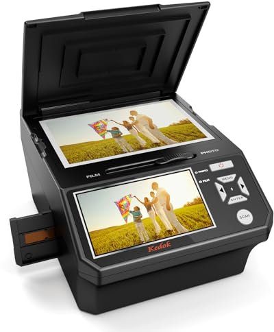 Digital Film und Diascanner - 5'' LCD-Bildschirm, konvertiert 35mm und 110mm Filme, Fotos und Visitenkarten in hochauflösende 22 MP JPEGs - inklusive 8 GB SD-Karte