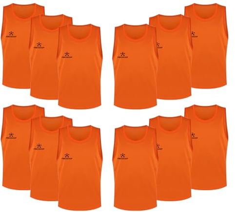 FIBOGOUP Fußball Trainingsweste,Fussball Leibchen Kinder Erwachsene,Fussballtraining Zubehör,Westen fürs Teamtraining(Orange S)