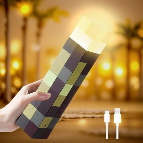 BRIMOREA Antorcha LED de pared, lámpara de pared, lámpara de noche, recargable por USB, portátil y montaje en pared, perfecta para habitación de los niños, jugadores, jardín y decoración (Amarillo)