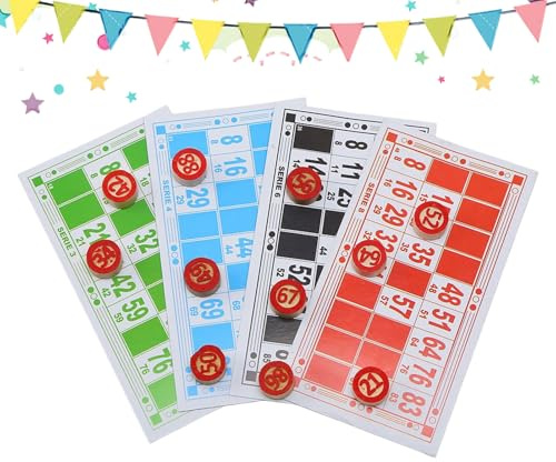 Bingo-Spiel, interaktiv, Vintage, Bingo-Spiel mit Brett für Kinder und Zahlen, für Jugendliche, Freunde, Partys, Treffen, Geburtstag, Weihnachten