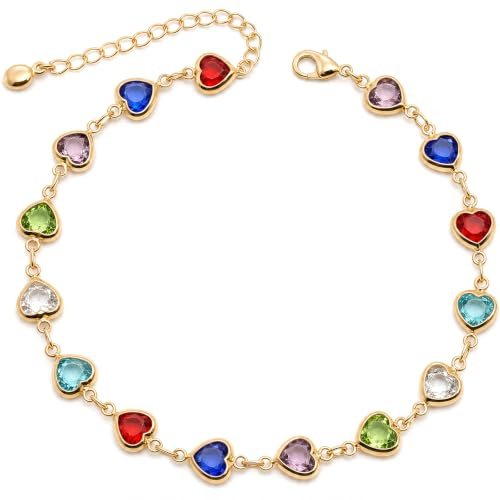 Suyi Gold Anklets for Women Colorful Ankle Bracelet Chain Anklet Jewelry for Beach Vacation Summer