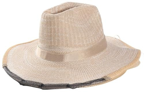 NESTINGHO Chapeau D'apiculteur en Denim Beige Léger Protection Faciale Confortable pour Randonnée et Activités en Plein Air