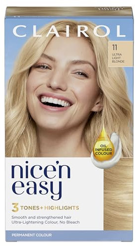 Clairol Nice'n Easy Crème, Natural Looking Oil Infused Permanent Hair Dye, 11 Ultra Light Blonde