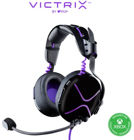 Victrix Pro AF verkabelt Professional Esports Gaming Kopfhörer mit Cooling: Xbox Series One, Xbox Series S | X, PC, Windows 10 Computer - Schwarz / lila