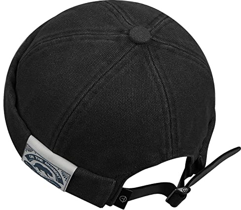 Croogo Black Docker Cap Brimless Sailor Fisherman Vintage Leon Hat No Visor Skull Caps Casual Worker Cap Beanie,Black-CT36