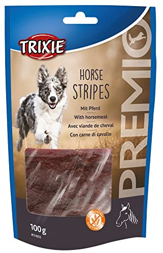 Premio Tiras Caballo. 11 cm. 100 g | Sabroso aperitivo para todos los días: como monoproteína especialmente adecuada para animales con alergias a los piensos