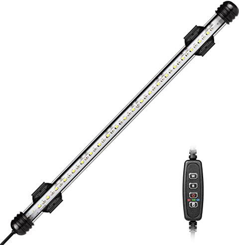 IREENUO LED Lampe Aquarium, Lampe d'aquarium submersible avec minuterie arrêt automatique, éclairage LED bleu et blanc changeant de couleur pour aquariums de 40 à 60 cm