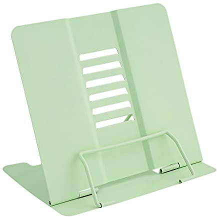 Geoyien Book Stand, Book Holder for Reading in Bed, Multifunctional Metal Reading Rack, Adjustable Angle, Correct Sitting Posture, Reduce Fatigue, for Office School Library Home (Green)