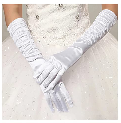 nihngvjm Sommer Sonnenschutzhandschuhe Fingerlose Brauthandschuhe for Frauen Braut Rote Spitzenhandschuhe Hochzeitszubehör brauthandschuhe (Color : White)