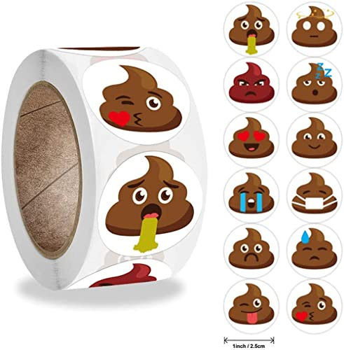 YKKJ Récompense de Merde Sticker Drôles,Autocollant de Scolaires Recompense 500 pcs Autocollants Rouleau en Forme pour Cadeau de Fête Magazine Cadeau Bureau Enseignant étiquette