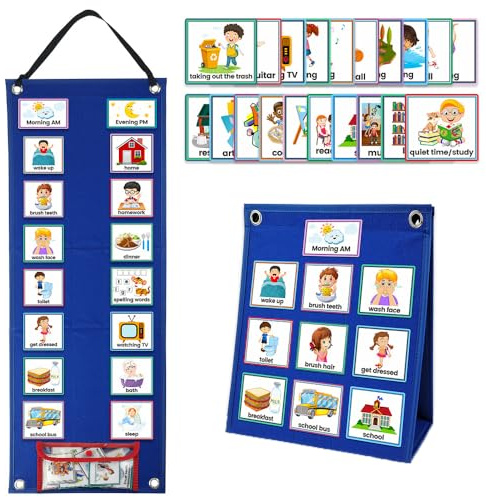 Zalati Calendario per Bambini Visivo da Parete con 70 Carte per Fai da Te Divertente Educazione Giocattolo di Apprendimento Planner Giornaliero